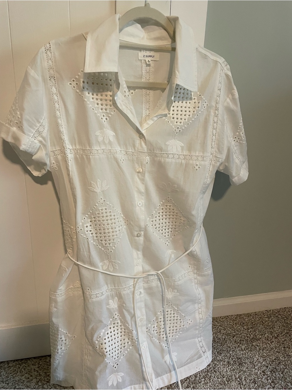 Z Supply White Eyelet Midi Shirt Dress